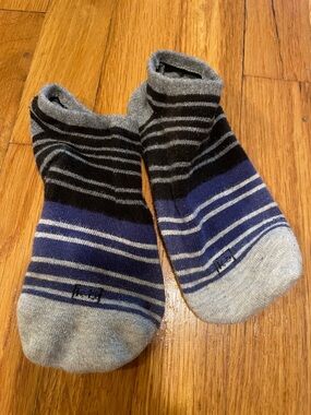 Low-Cut Striped Ankle Socks - Gray & Blue (used with tons of life left!)